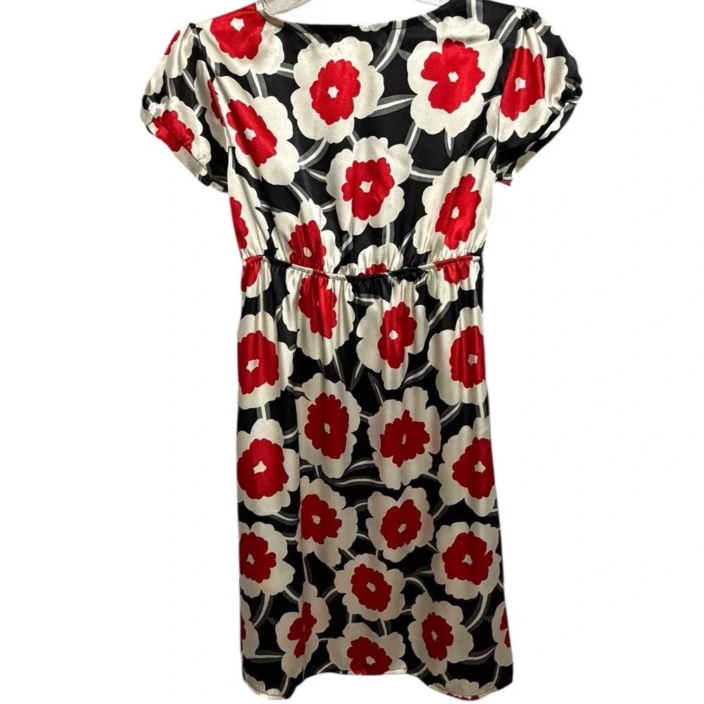 NWT B Darlin Floral Print Wrap Puff Sleeve‎ Elastic Waist Midi Dress Junior 3/4
